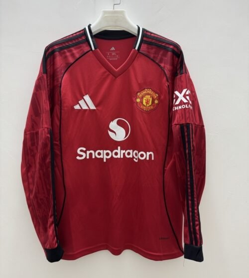 1longfan Manchester United 25/26 HOME MANCHE LONGUE FAN VERSION